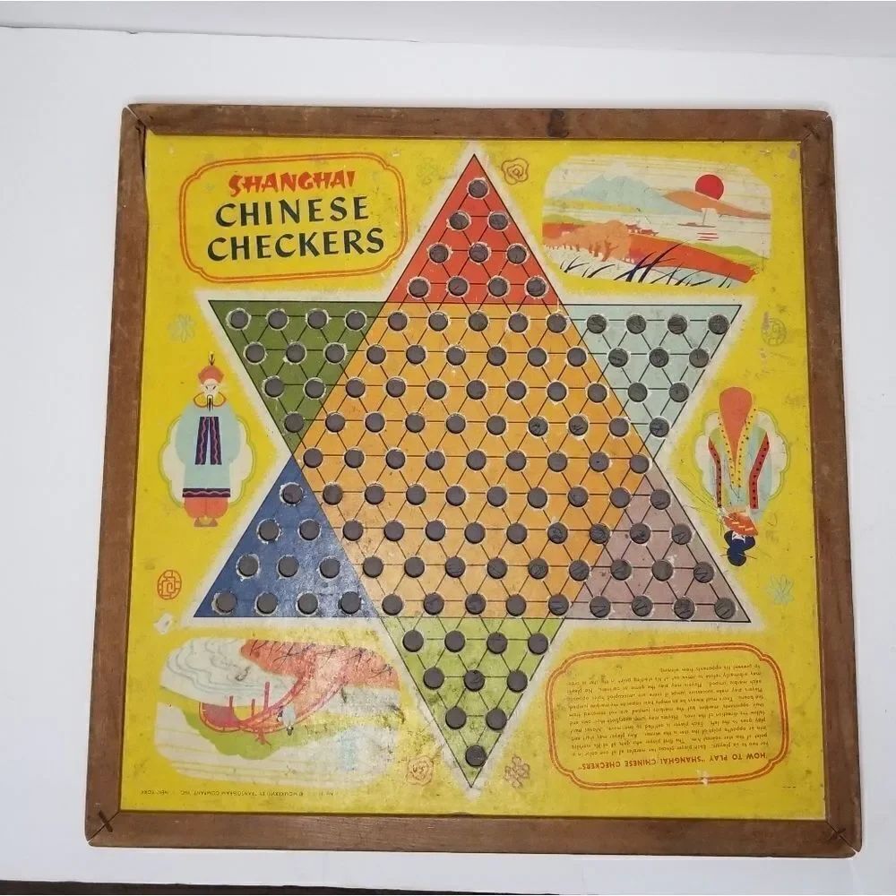 Vintage 1938 checkers board wooden great decorative design piece board only